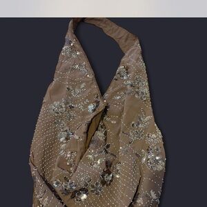 Missguided Bronze Sequin Halter Top